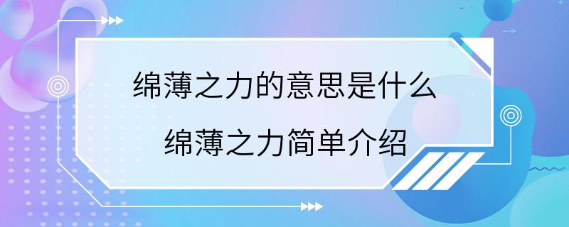 绵薄之力的意思是什么 绵薄之力简单介绍