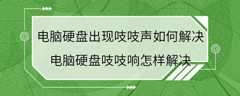 电脑硬盘出现吱吱声如何解决 电脑硬盘吱吱响怎样解决