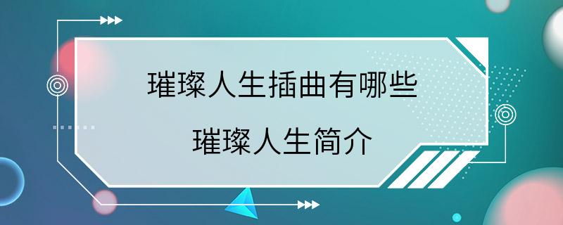 璀璨人生插曲有哪些 璀璨人生简介