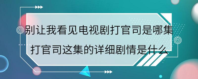 别让我看见电视剧打官司是哪集 打官司这集的详细剧情是什么