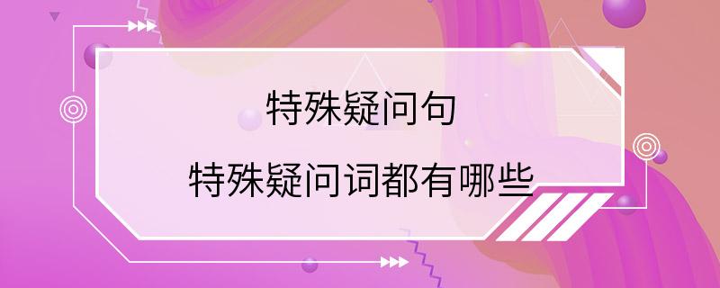 特殊疑问句 特殊疑问词都有哪些