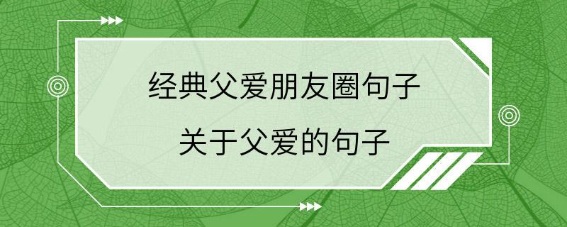 经典父爱朋友圈句子 关于父爱的句子