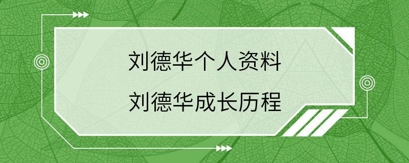 刘德华个人资料 刘德华成长历程