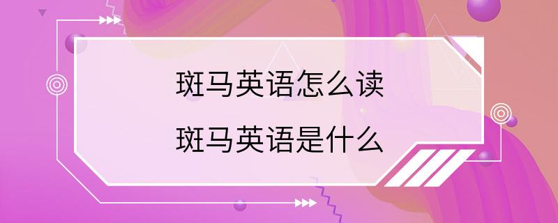 斑马英语怎么读 斑马英语是什么