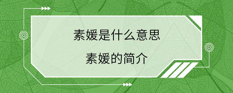 素媛是什么意思 素媛的简介