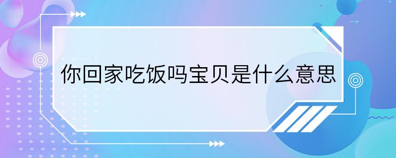 你回家吃饭吗宝贝是什么意思