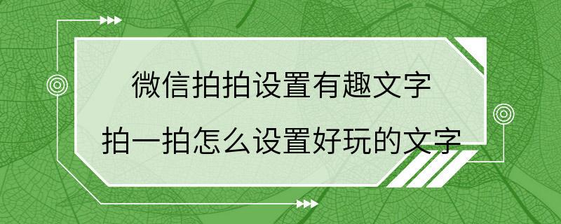 微信拍拍设置有趣文字 拍一拍怎么设置好玩的文字