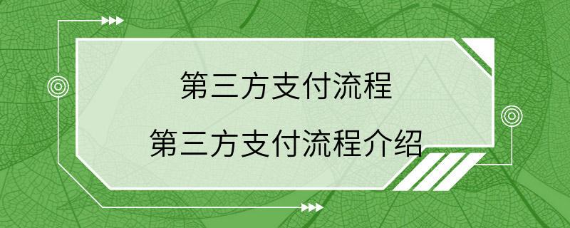 第三方支付流程 第三方支付流程介绍