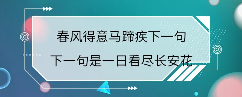 春风得意马蹄疾下一句 下一句是一日看尽长安花