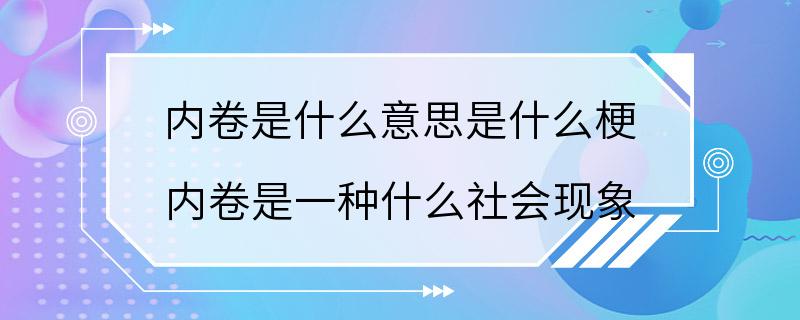 内卷是什么意思是什么梗 内卷是一种什么社会现象