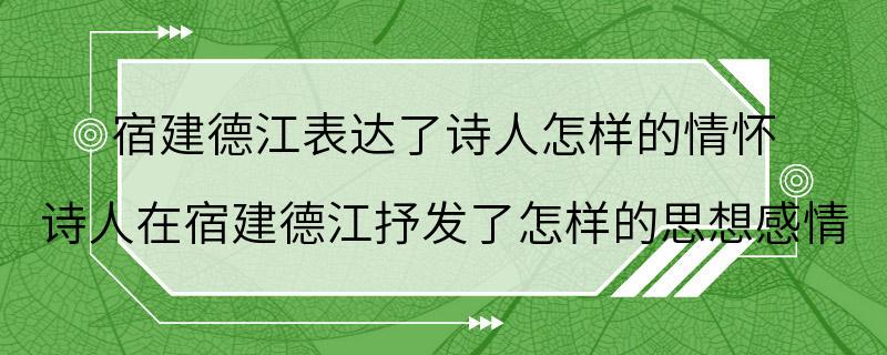 宿建德江表达了诗人怎样的情怀 诗人在宿建德江抒发了怎样的思想感情