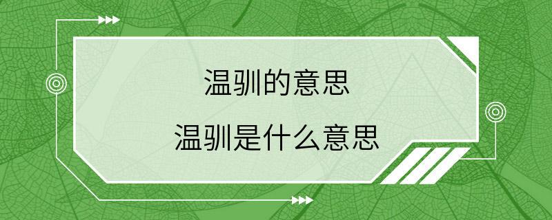 温驯的意思 温驯是什么意思