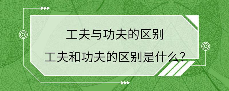 工夫与功夫的区别 工夫和功夫的区别是什么？