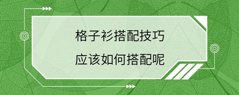 格子衫搭配技巧 应该如何搭配呢