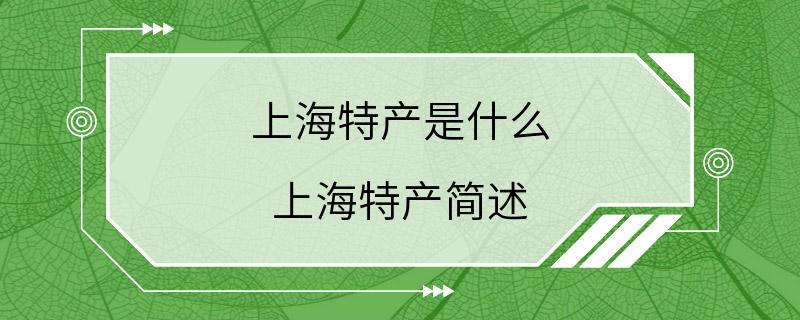 上海特产是什么 上海特产简述