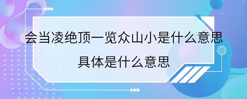 会当凌绝顶一览众山小是什么意思 具体是什么意思