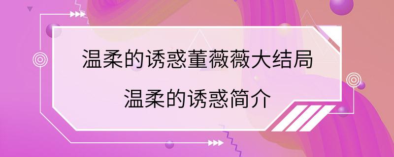 温柔的诱惑董薇薇大结局 温柔的诱惑简介