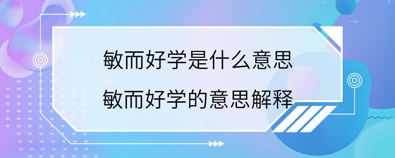 敏而好学是什么意思 敏而好学的意思解释