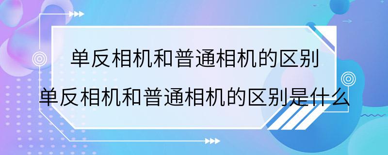 单反相机和普通相机的区别 单反相机和普通相机的区别是什么