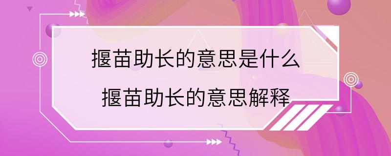 揠苗助长的意思是什么 揠苗助长的意思解释