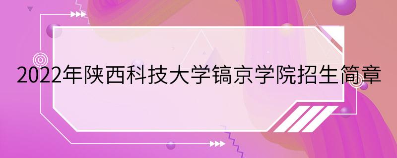 2022年陕西科技大学镐京学院招生简章