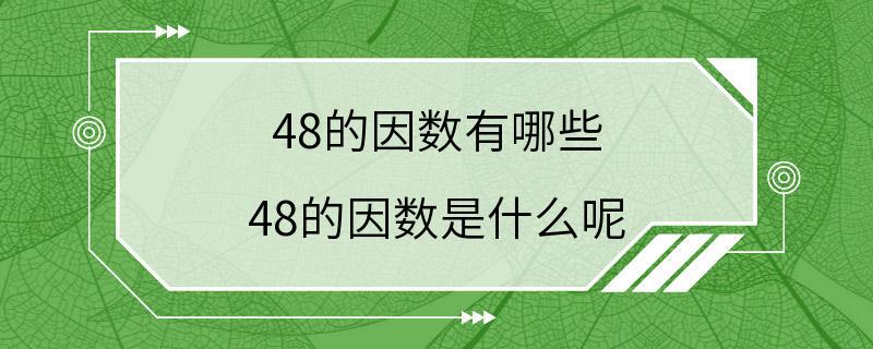 48的因数有哪些 48的因数是什么呢