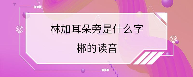 林加耳朵旁是什么字 郴的读音