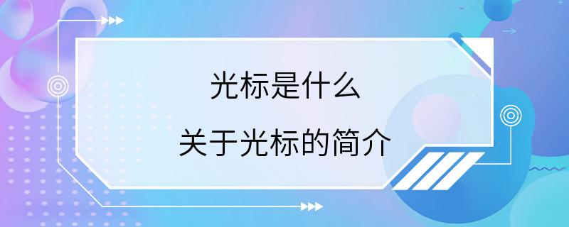 光标是什么 关于光标的简介