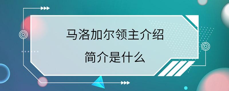 马洛加尔领主介绍 简介是什么