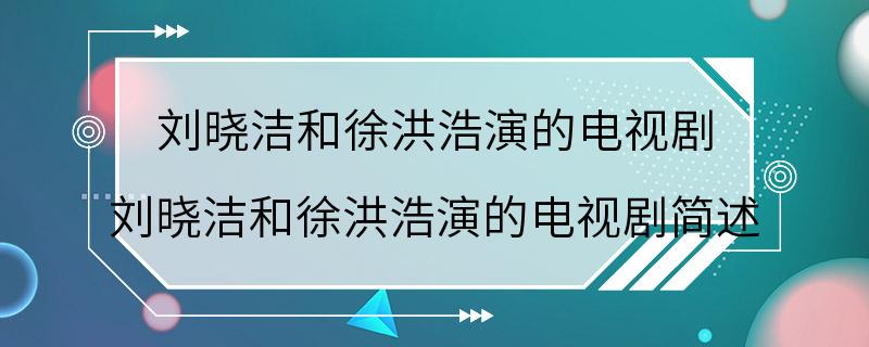 刘晓洁和徐洪浩演的电视剧 刘晓洁和徐洪浩演的电视剧简述