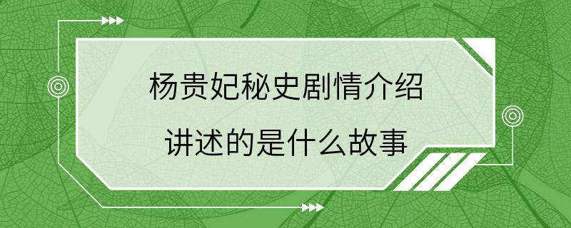 杨贵妃秘史剧情介绍 讲述的是什么故事