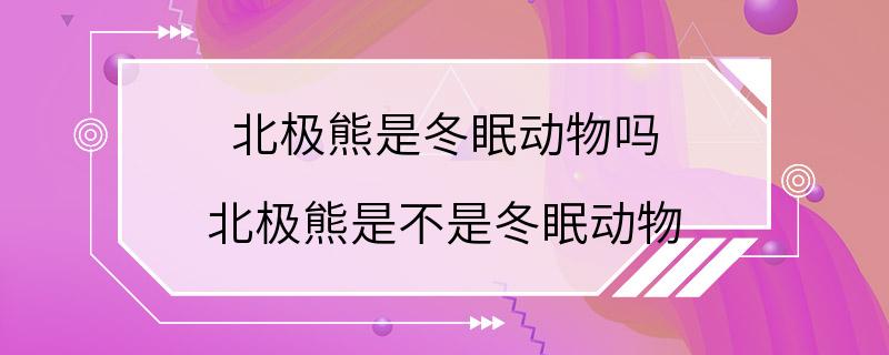 北极熊是冬眠动物吗 北极熊是不是冬眠动物