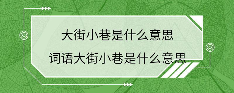 大街小巷是什么意思 词语大街小巷是什么意思