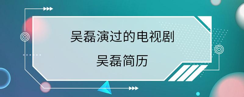 吴磊演过的电视剧 吴磊简历