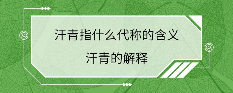 汗青指什么代称的含义 汗青的解释