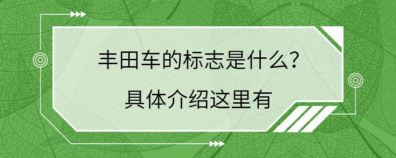 丰田车的标志是什么？ 具体介绍这里有