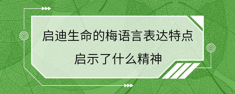 启迪生命的梅语言表达特点 启示了什么精神