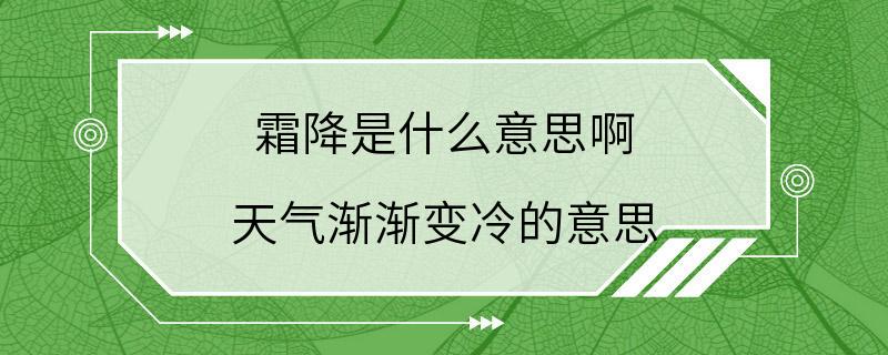 霜降是什么意思啊 天气渐渐变冷的意思