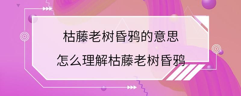 枯藤老树昏鸦的意思 怎么理解枯藤老树昏鸦