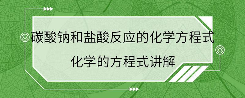 碳酸钠和盐酸反应的化学方程式 化学的方程式讲解