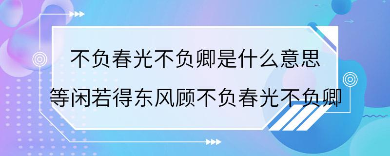 不负春光不负卿是什么意思 等闲若得东风顾不负春光不负卿