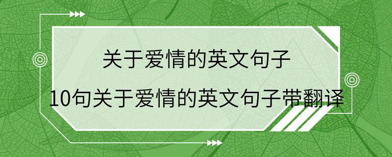 关于爱情的英文句子 10句关于爱情的英文句子带翻译