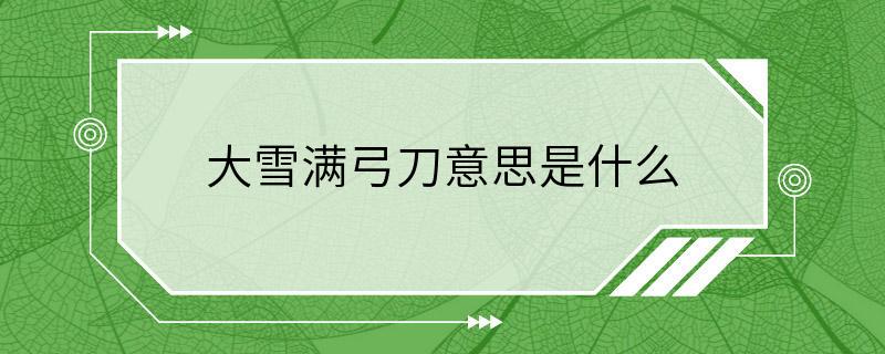 大雪满弓刀意思是什么