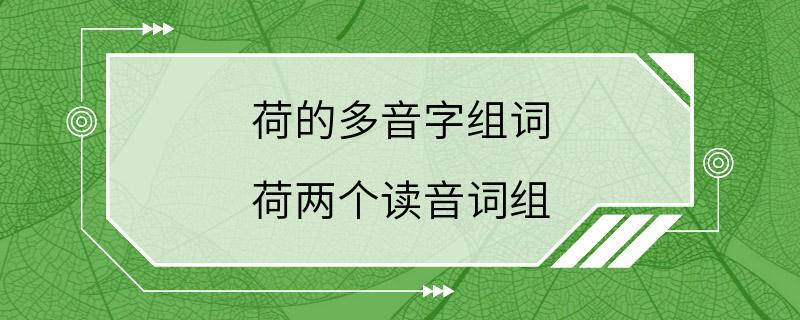 荷的多音字组词 荷两个读音词组