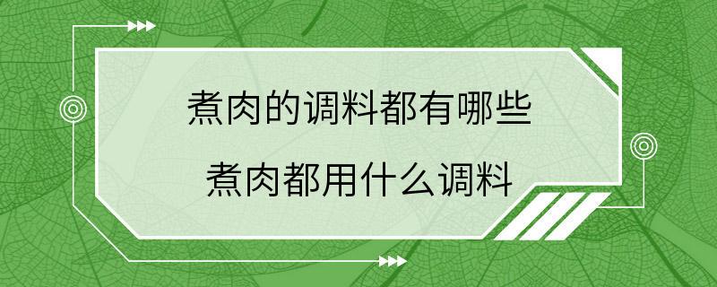 煮肉的调料都有哪些 煮肉都用什么调料