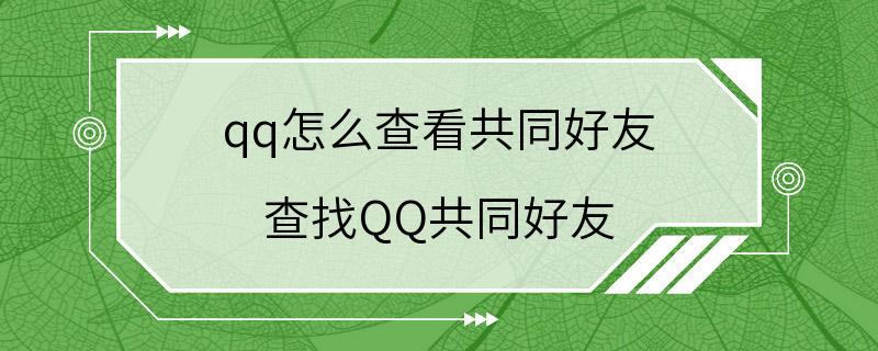 qq怎么查看共同好友 查找QQ共同好友