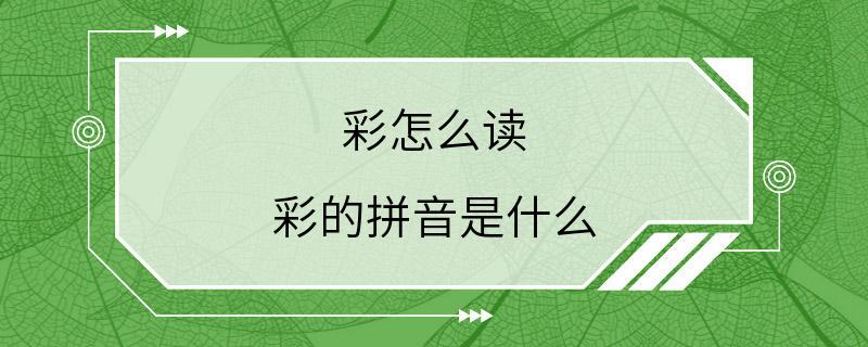 彩怎么读 彩的拼音是什么