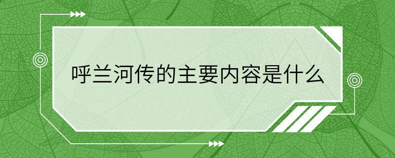 呼兰河传的主要内容是什么