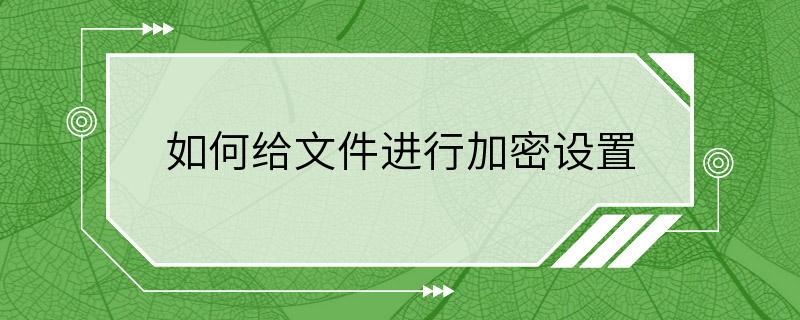 如何给文件进行加密设置