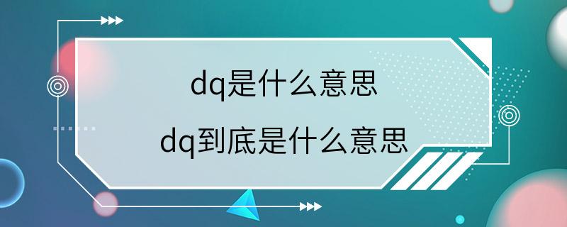 dq是什么意思 dq到底是什么意思